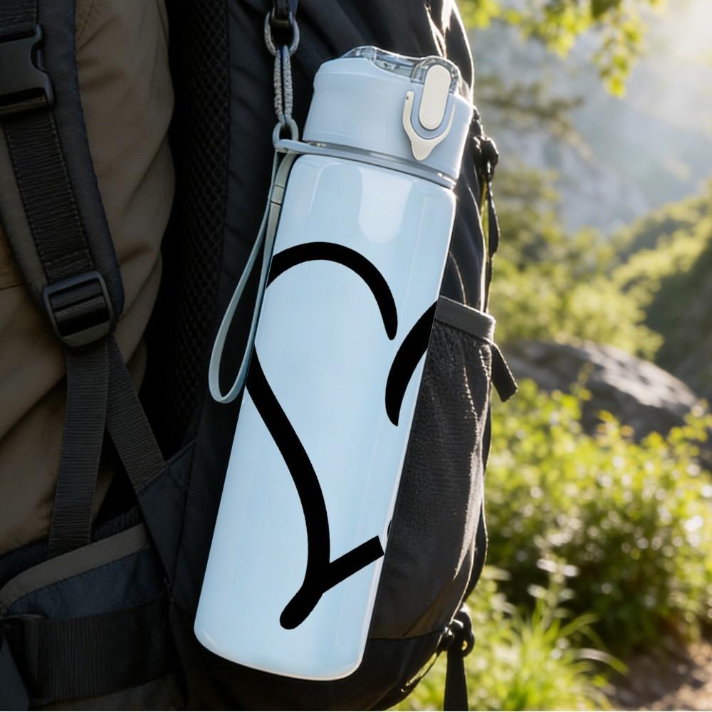 1PC Paw Heart Love Pet Pattern 750ml Color Plastic Sports Water Bottle Leakproof Flip Straw Lid Suitable for Sports Office Home Use