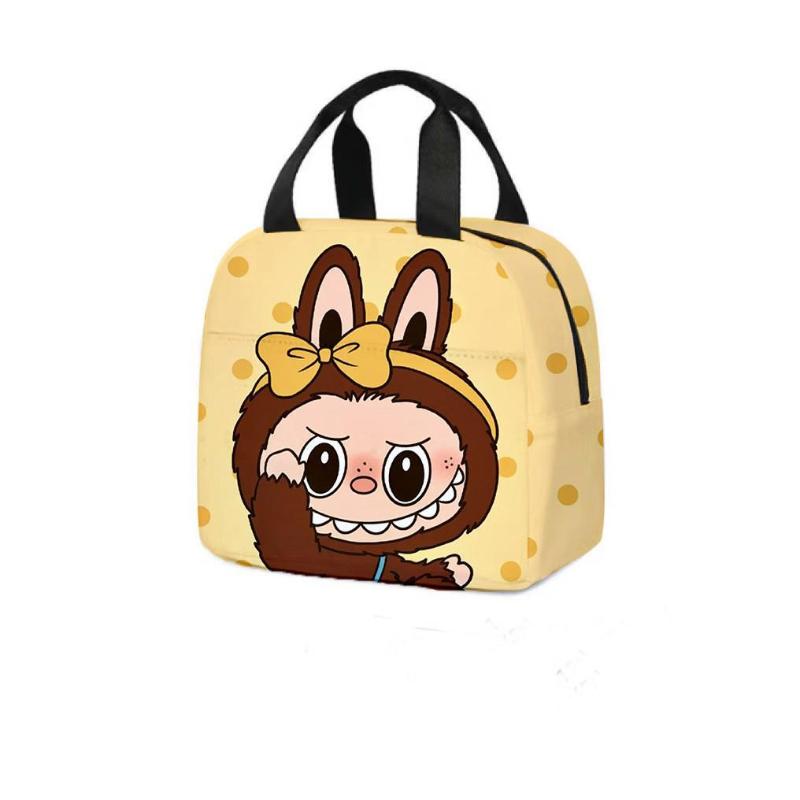 Мультяжная сумка-тоут для ланча Labubu: Изолированная сумка для бэнто из алюминиевой фольги для студентов 5374