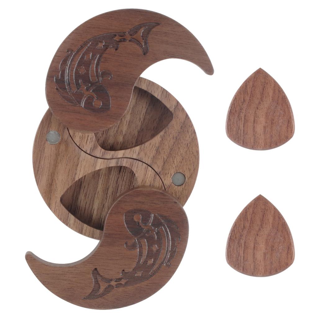 Wood Guitar Pick Storage Box Container Portable Guitar Pick Box Holder Rotating Open Guitar Pick Collector Birthday Gift