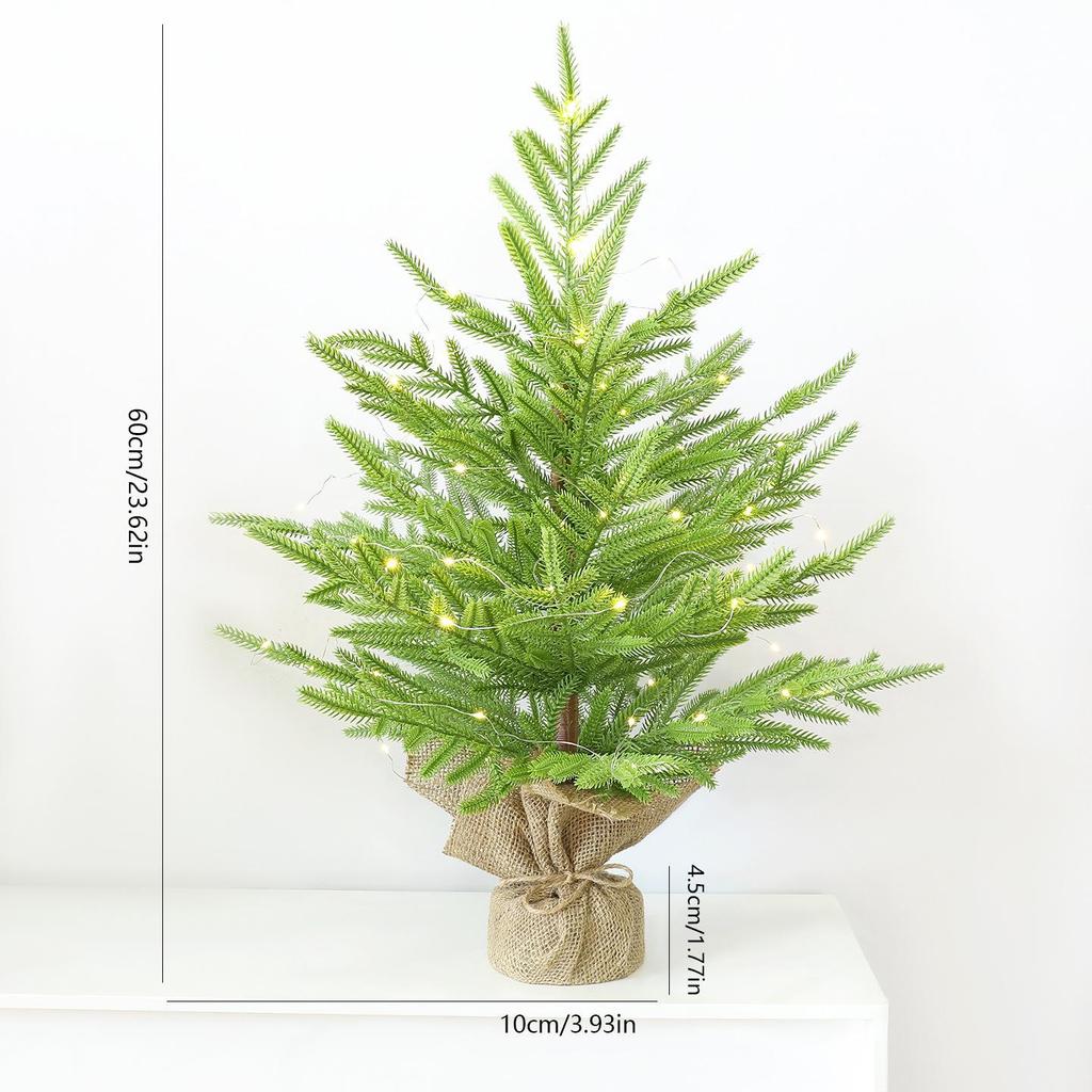 Flocked Mini Desktop Christmas Tree with Ornaments Set