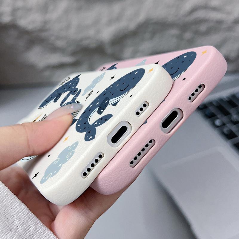 Мультяшный кит Мягкий чехол для телефона для iPhone Air 17 16 Pro Max 15 14 13 12 Pro Max 11 16e Ударопрочный силиконовый чехол с текстурой кожи