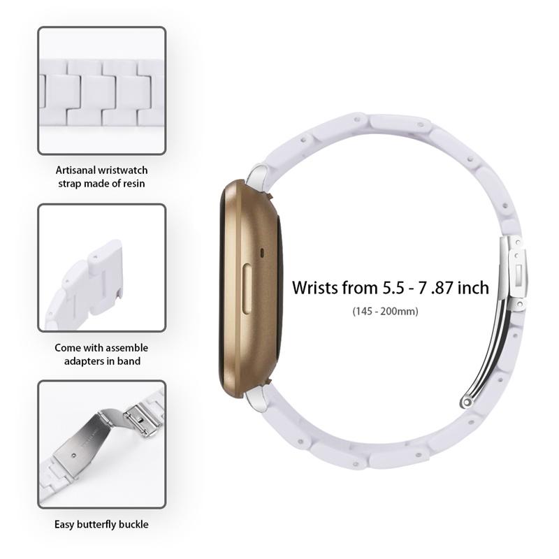 Resin Band for Fitbit Versa 4/Sense 2,20mm Lightweight Watch Strap Bracelet with Stainless Steel Buckle