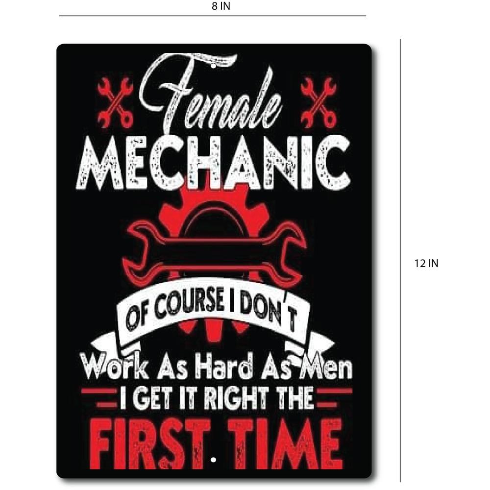 Metal Garage Sign Funny Female Mechanic Hourly Labor Rates Vintage Look