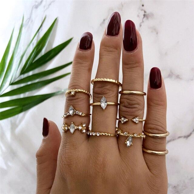 17 км богемный комплект колец со змеиным кристаллом в богемном стиле для женщин, ретро серебряный цвет, кольца с луной и звездой, ювелирные изделия