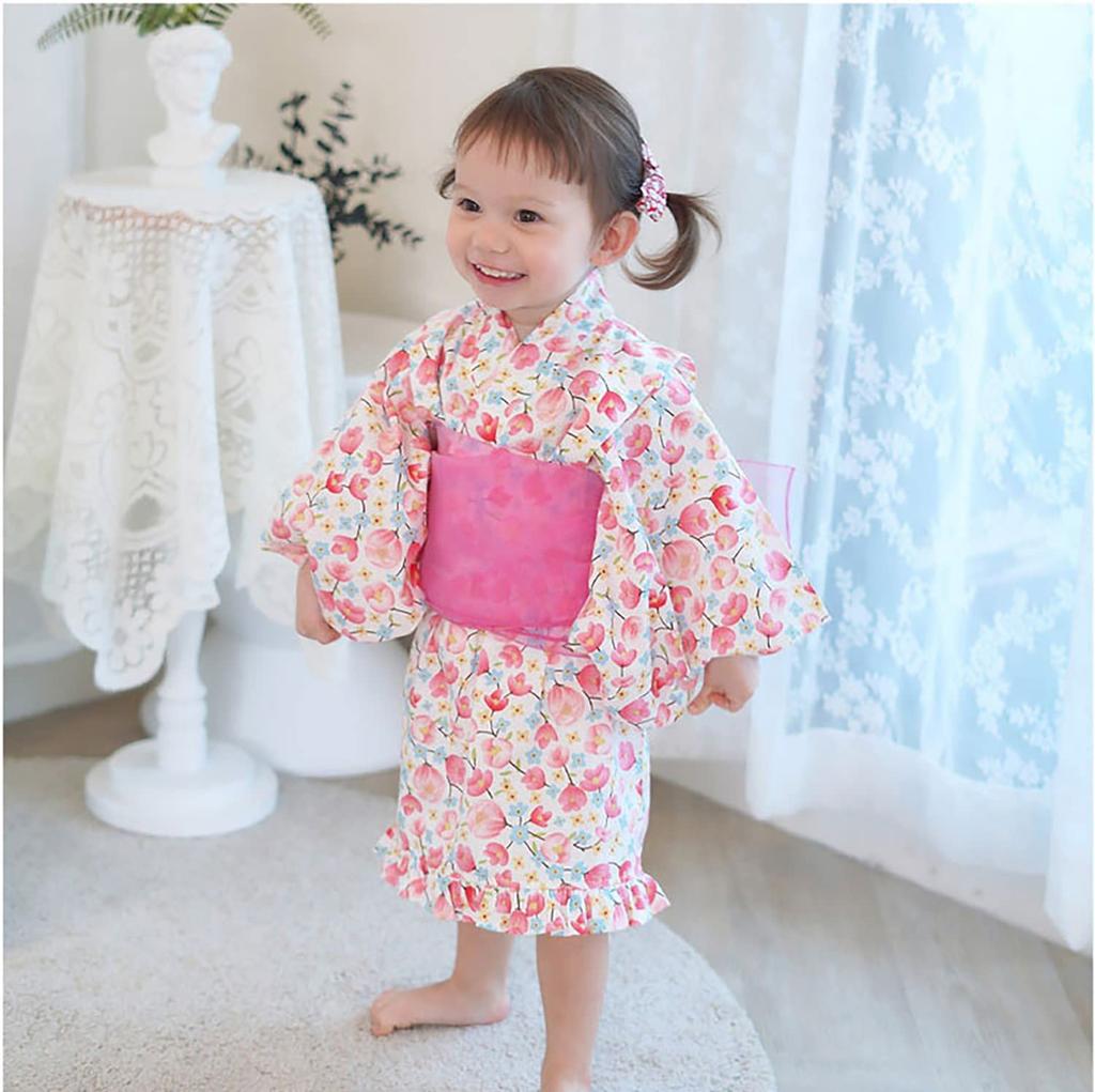 Heiko Obi 3 предмета Heiko Obi Heiko Obi Yukata Фейерверк Летний цветочный обон Летний памятный милый HF04 [SEIWARAKU] Юката, для девочек, детская юката,