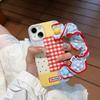 Ins Blue Plaid Anti-fingerprint Wristband for Iphone16promax Apple 17 Mobile Phone Case Ultra-thin
