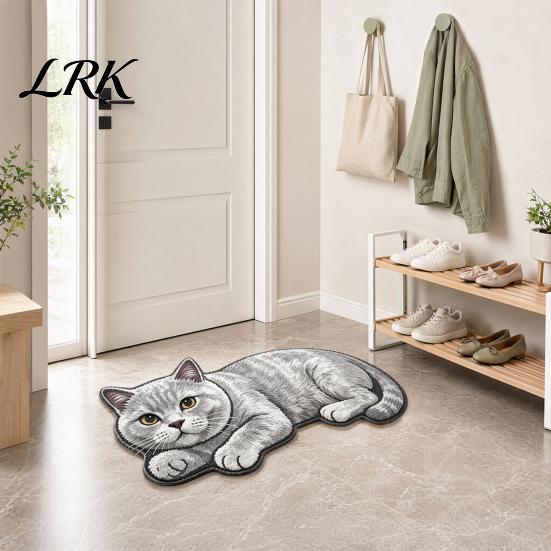 Нескользящий дверной коврик, милый котик, коврик для ванной, противоскользящий, впитывающий, моющийся, плюшевый, с тематикой питомца, коврик для пола, китти, для прихожей, кухни, домашний декор, плитка