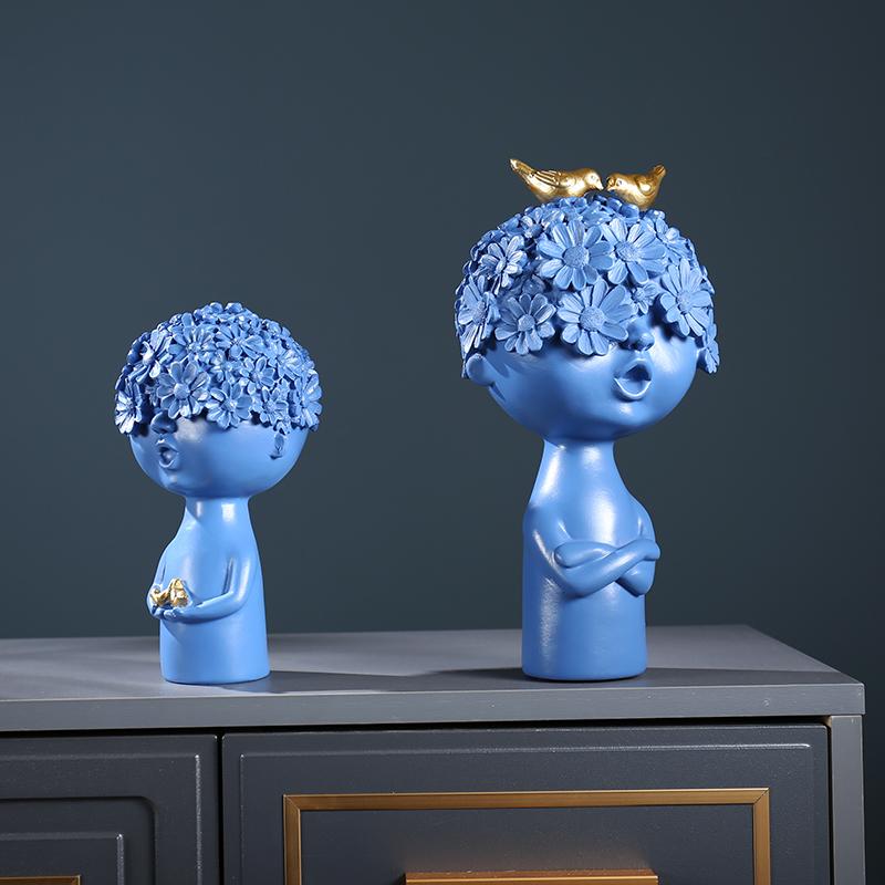 Nordic Flower Head Character Resin Adornments Home Livingroom Desktop Figurines Crafts Office Coffee Table Ornaments Decoration