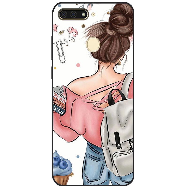 cases for huawei Y6 2018 case 5.7 inch Atu-L21 cover for huawei Y6 Prime 2018 back cover protective soft touch tpu flower rose