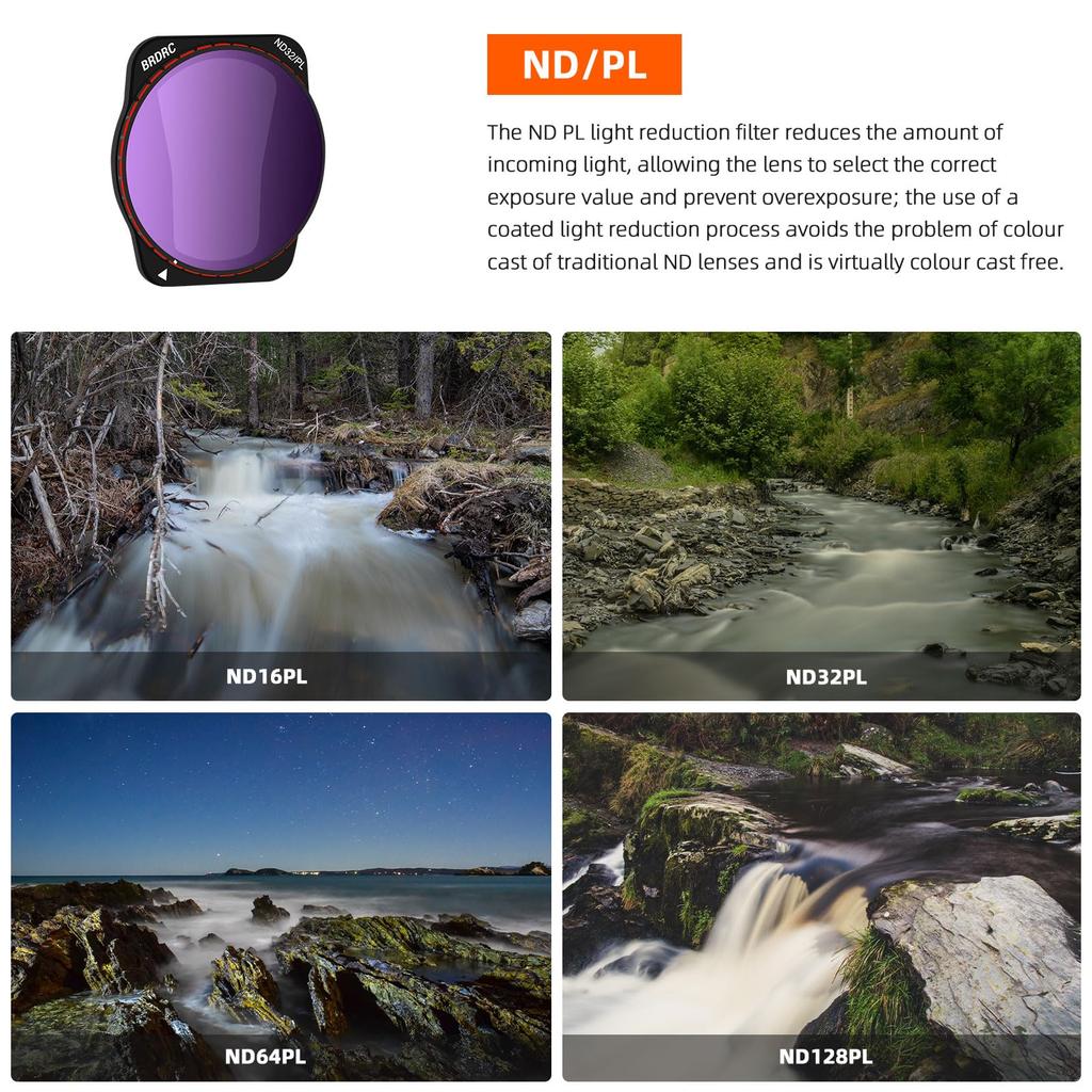 BRDRC AIR 3 Набор ND-фильтров 6 шт. UV CPL ND16PL ND32PL ND64PL ND128PL NDPL Фильтр для аксессуаров DJI Mavic Air 3 - (Алюминиевая версия)