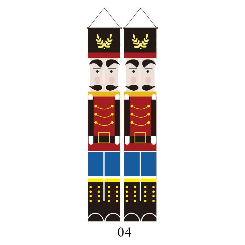 Festive Nutcracker Christmas Decoration Hanging Door Banner Soldier Character Porch Sign