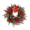 Red Berries Pine Poinsettia Christmas Wreath Realistic Christmas Door Wreath  Fireplace Decor