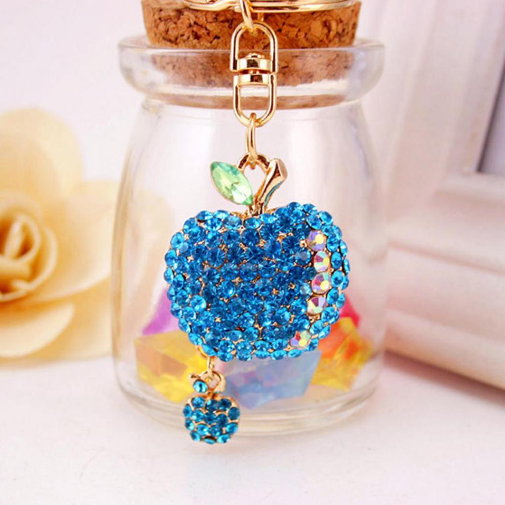 Милый брелок из сплава в форме яблока со стразами разных цветов