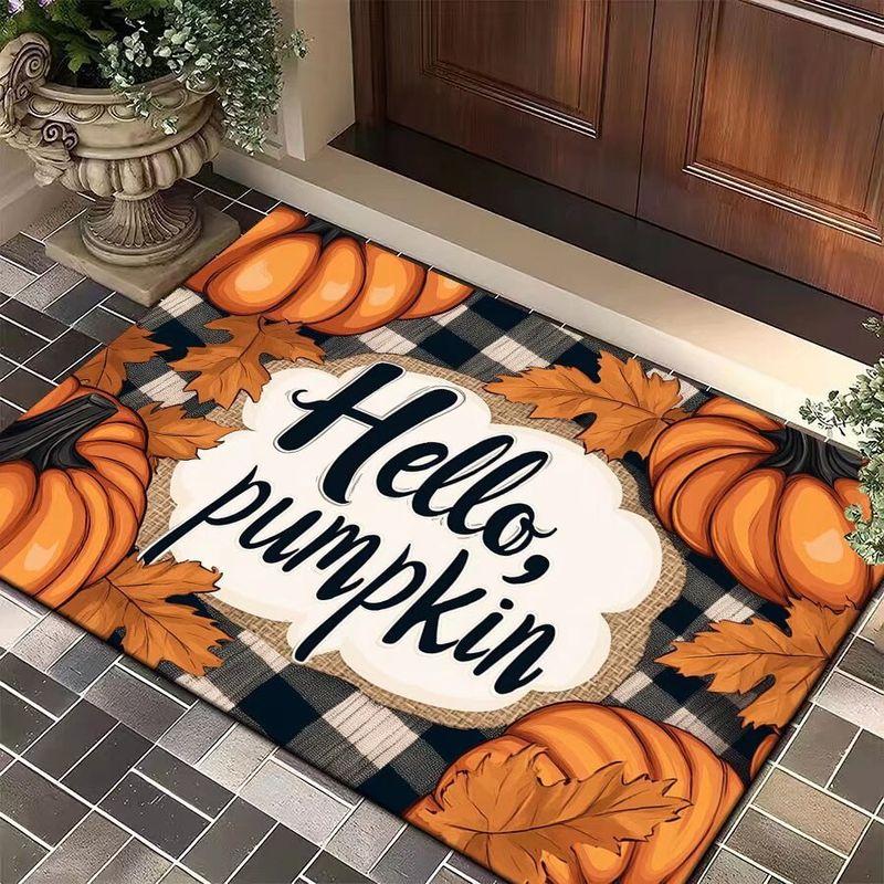 VIKAMA Halloween Welcome Floor Mat Scary Castle Bat Print Anti Slip Indoor Outdoor Entrance Carpet Home Decor