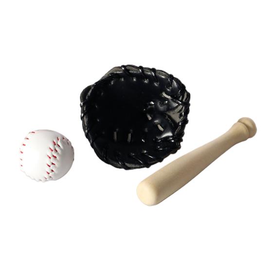 3 шт./набор Имитация бейсбольного набора Изысканный реквизит модели Деревянный миниатюрный набор бейсбольной перчатки для сцены кукольного домика