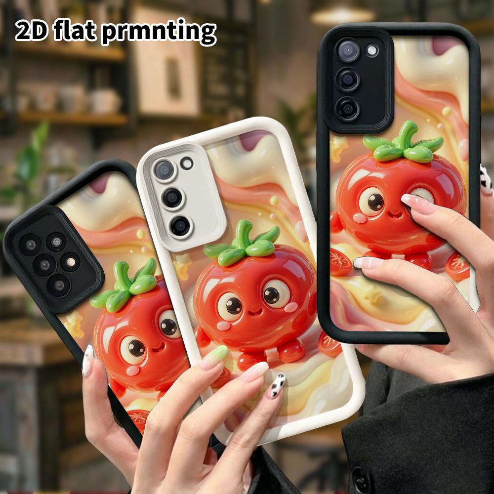 Phone Case: 2D flat, fits Samsung Galaxy A34 A35 M05 M06 S20 S22 S21 FE Plus 5G, cartoon little tomato character, perfect Christmas and Halloween holi