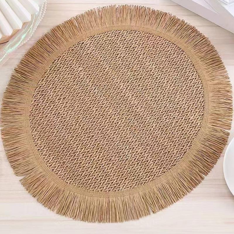 1шт домашний декор теплоизоляционный коврик бумажный тканый коврик для столовых приборов с кисточками и усами тарелка коврик