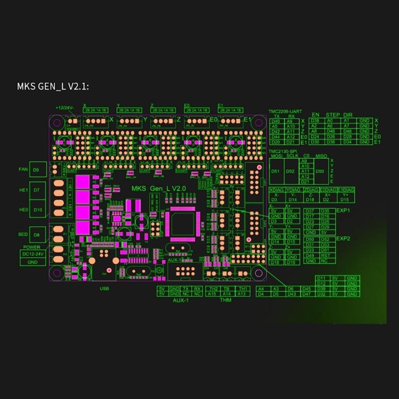 Материнская плата управления MKS GEN-L 2.1, совместимая с RAMPS с открытым исходным кодом Marlin для 3D-принтера без платы привода