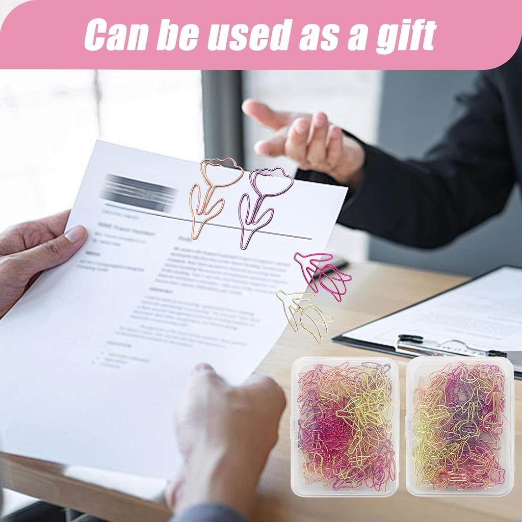 80 Pcs Cute Flower Paper Clips Set, Floral Paper Clips for Office Supplies Organization (Flower Shape 1)