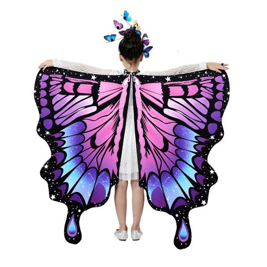 Плащ-бабочка для детей, костюм для косплея, красочный костюм с крыльями феи, развевающимися рукавами, многослойным подолом, карнавальная юбка, маска на Хэллоуин
