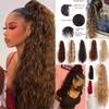 Long Curly Synthetic Velcro Ponytail Clip In Hair Tail False Hair Ponytail Hairpiece with Hairpins Hair Extension