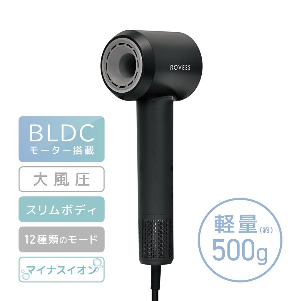 Iris Plaza Hair Dryer, Black, High Airflow, Negative Ion, Lightweight, Compact, VS-BT10 BK