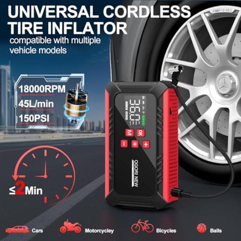7000A Jump Starter with Air Compressor 21800mAh Car Battery Jump Starter All Gas/16.0L Diesel with 150PSI Auto-Shutoff Tire Inf