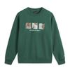 Li Ning Sports Lifestyle Series Round Neck Printed Letter Warm Fleece Pullover Sweatshirt Unisex Sweatshirt Lush-Green AWDUC91-3