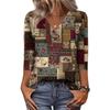 Women's 3/4 Sleeve Shirts V Neck Print Tops Casual Tops Basic Tees Blouse Loose Tops
