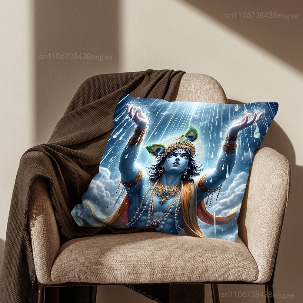 Бог Господь Кришна Индийская Наволочка Чехол на Подушку для Дивана в Гостиную Подходит для Декора и Защиты Домашней Спальни