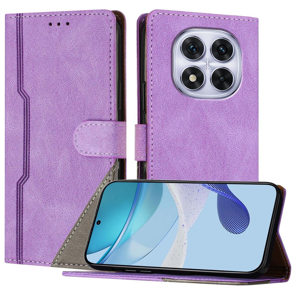 For Xiaomi Redmi Note 14 Pro 5G Leather Case Triangle Patchwork Wallet Stand Shockproof Phone Cover