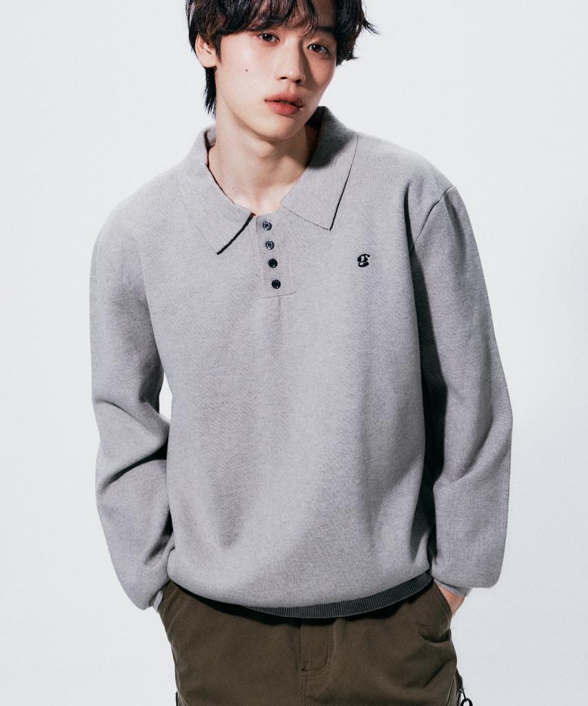 SOMEPLACE MAN Basic Rugby Single Collar Soft Knit Sweatshirt_3 Colors