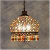 Men's Small Pendant Light: Southeast Asian Style Colorful Crystal Chandelier for Bohemian & Mediterranean Restaurants