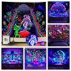 Blacklight Tree Tapestry Astronaut Trippy Mushroom Skull Uv Reactive Tapestries Galaxy Space Wall Hanging For Bedroom Boho Home