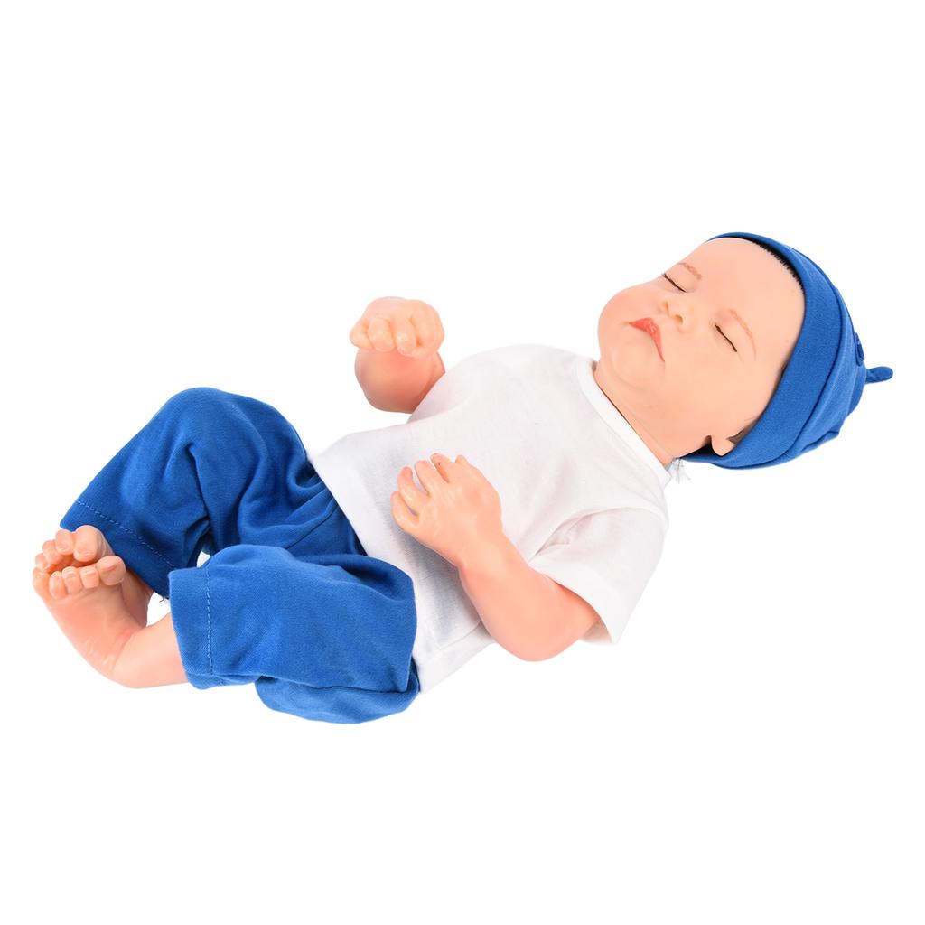 18 Inches Newborn Baby Boy Doll Realistic Full Vinly Body Washable Baby Doll with Clothes for Kids