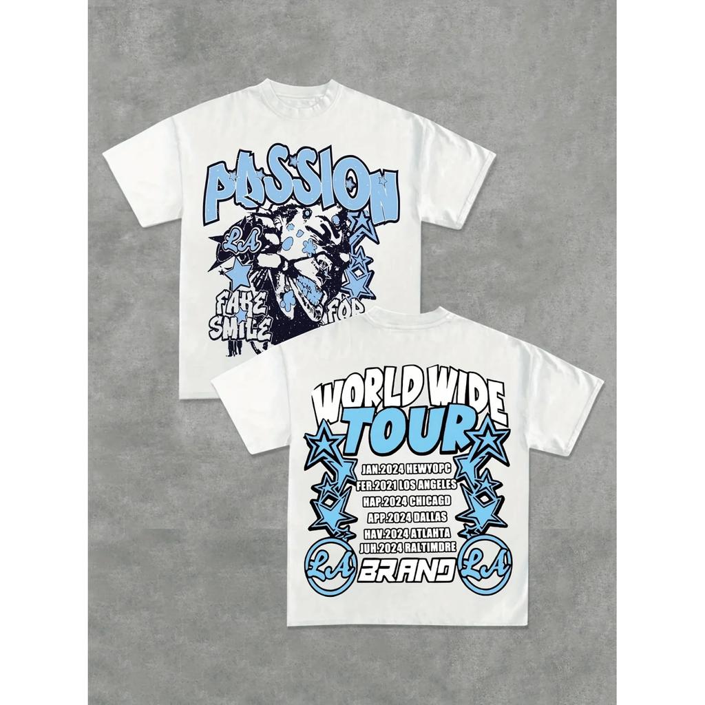 Men's Face&letter Pattern Printed Regular T-shirt, Comfortable and Versatile Men's Clothing for Summer Shopping and Daily Wear