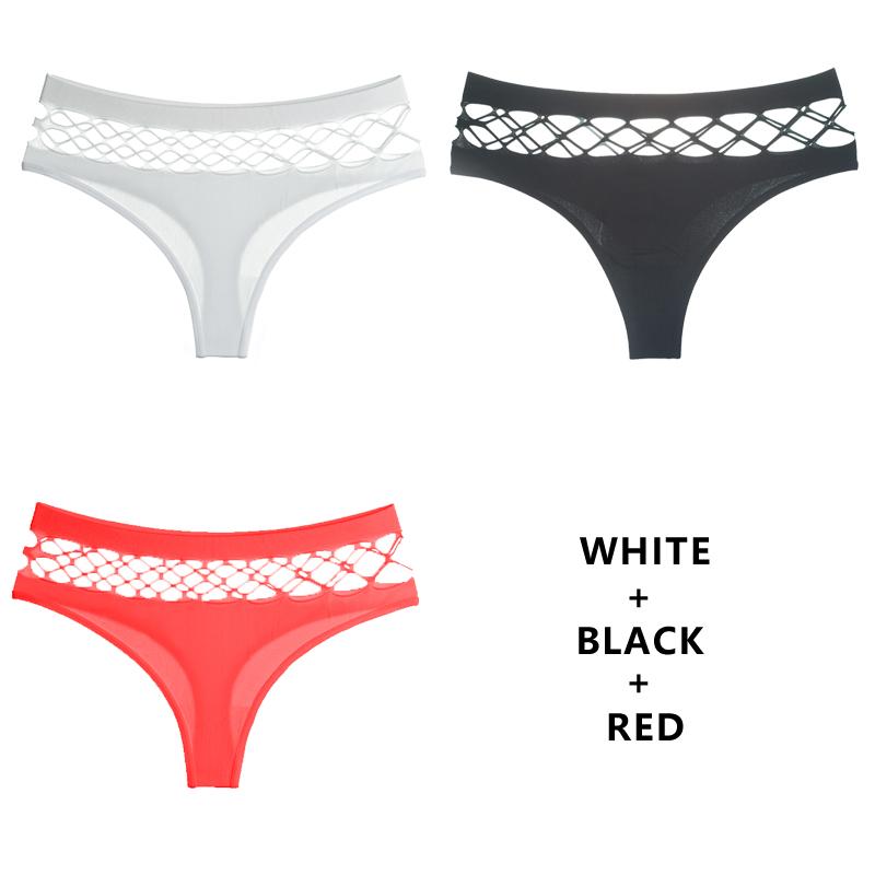 TERMEZY 3Pcs/Set Hollow Out G-String Seamless Sexy Panties Women Elasticity Underwear Temptation Middle-waist Panty