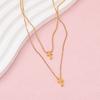 Fenny 18K Gold Plated No Fade Fashion Permanent Double Layer Cross Pendant Stainless Steel Necklace for Women