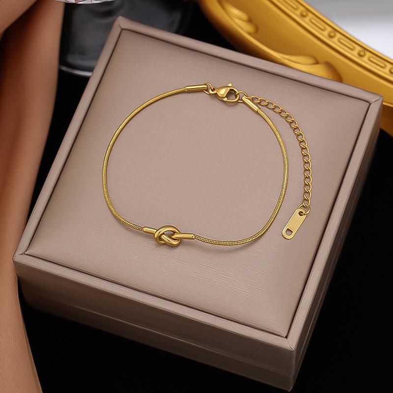18K Gold Titanium Steel Bracelet - Women's Japanese Korean Fashion, Light Luxury, Non-Fading Jewelry