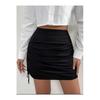 Женская плиссированная по бокам лайкра в рубчик, черная мини-юбка регулируемой длины