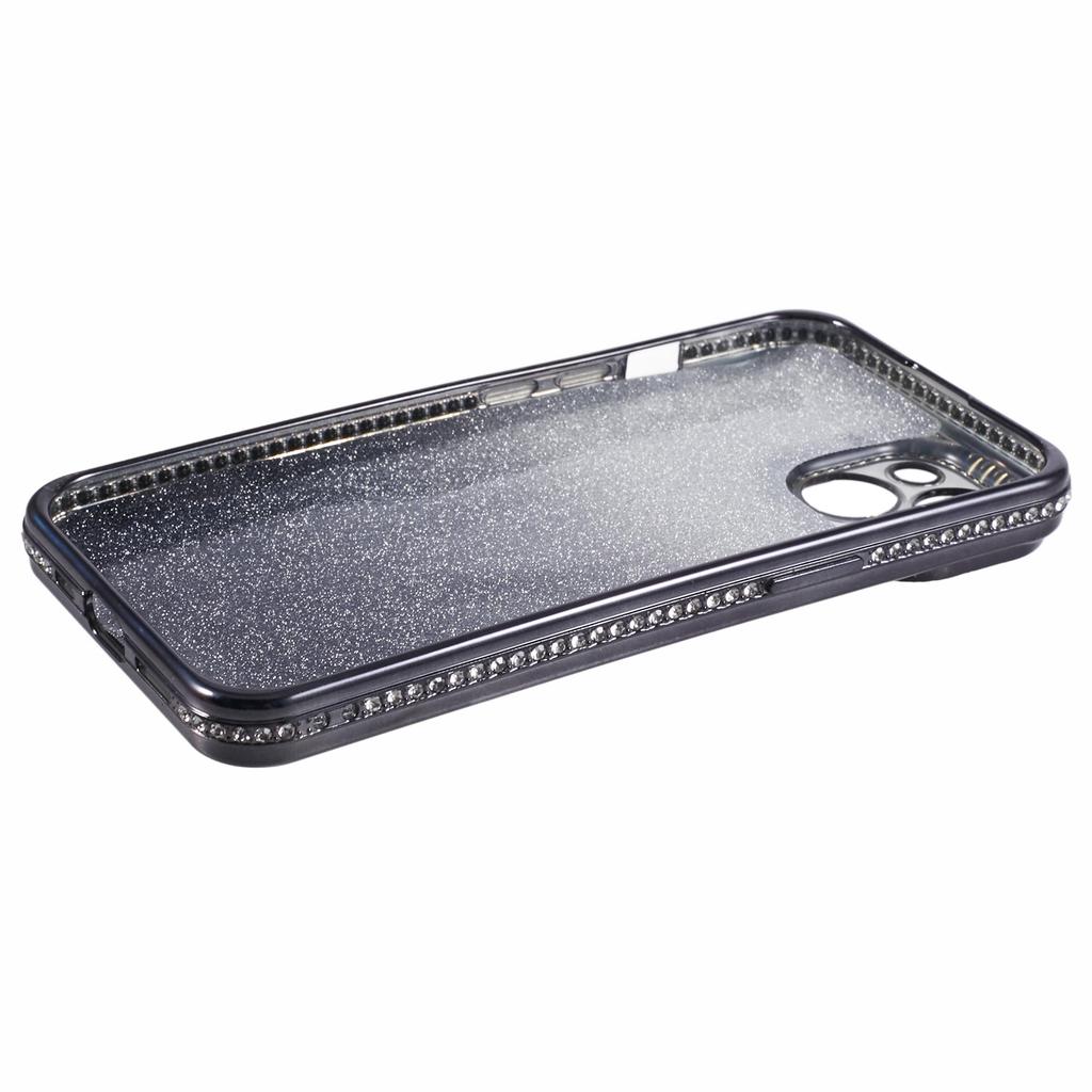 For iPhone 13 TPU Case Shiny Rhinestone Decor Gradient Protective Back Shell