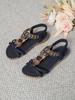 Bohemian Spring 2024 Rhinestone Flower Open-Toed Sandals for Outdoor Beach
