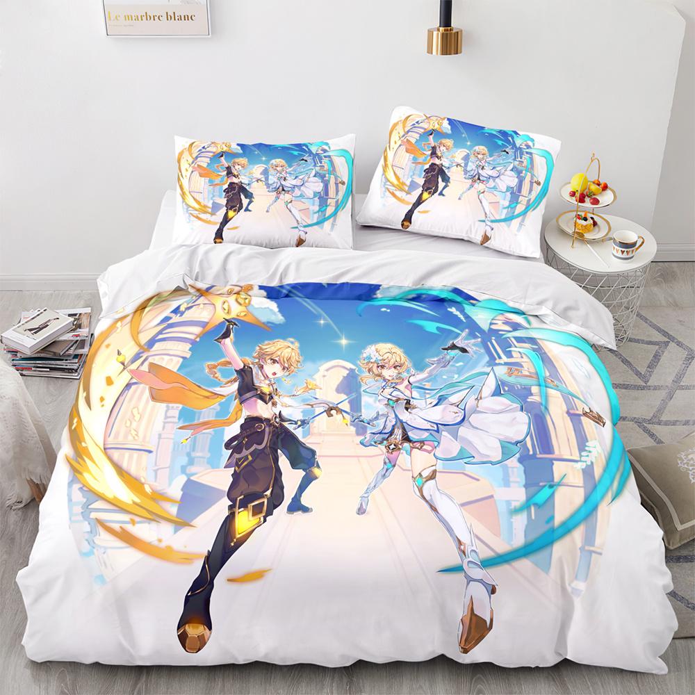 Game Genshin Impact Amber Gorou Hu Tao Costume Duvet Cover Cartoon Bedding Sets Bed Set Quilt Comforter Covers Home Textiles