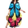 Женское платье, красочные цветочные принты, свободный халат для отпуска, бикини, защитный халат от солнца