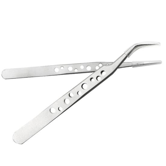 Stainless Steel Electronics Precision Curved/Straight Tip Tweezers Repair Tool