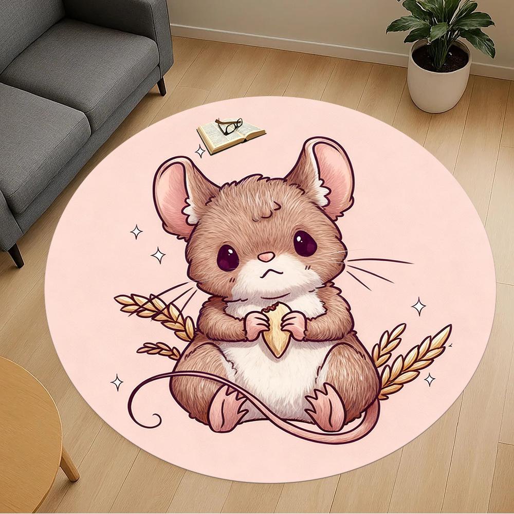 1pc Mouse Grain Round Chair mat office Area Rug - Non-Slip, Floor Mat for Office, Bedroom, Ideal home decor gift p0105002