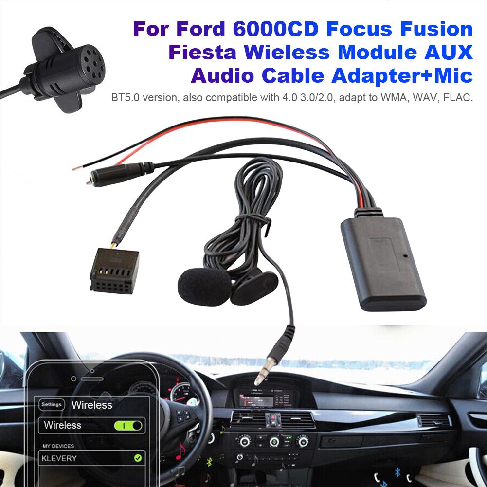 1 Set Car Bluetooth 5.0 Cable for Ford Fiesta Fusion Transit C-Max Car Wireless Phone Call Handsfree AUX In Adapter & Microphone