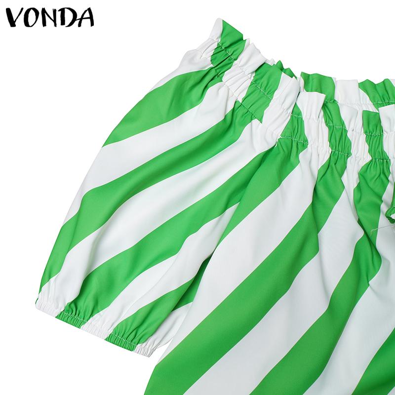 Женские летние платья большого размера с открытыми плечами и короткими рукавами в полоску с принтом