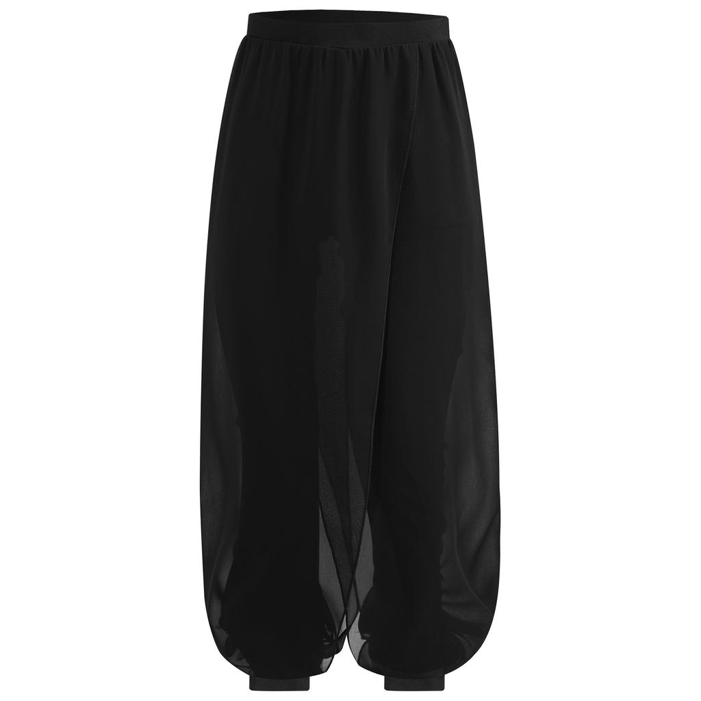 Брюки для классического танца для девочек, дизайн с разрезом и шифоновой накладкой, одежда для практики, сценические брюки