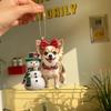 Christmas New Lovely Snowman Dog Holiday Pendant Acrylic Keychain Pendant Car Pendant Decoration